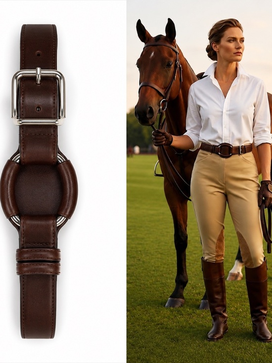 Lauren Ralph Lauren Women\'s Leather Belt Equestrian Ring Buckle Brown S.L NWT main image 4